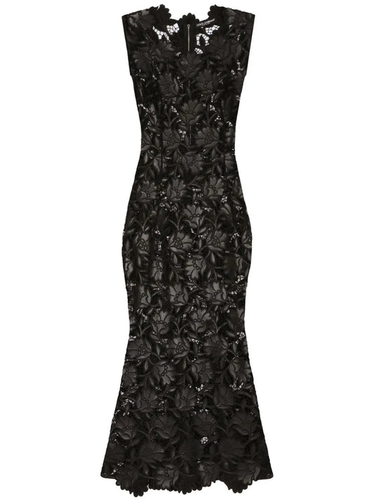 Floral-Lace Midi Dress