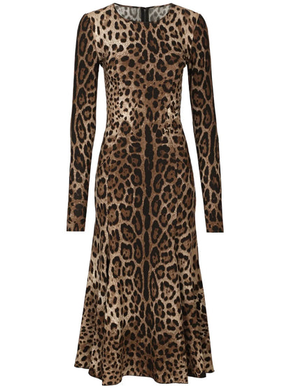 Leopard-Print Midi Dress