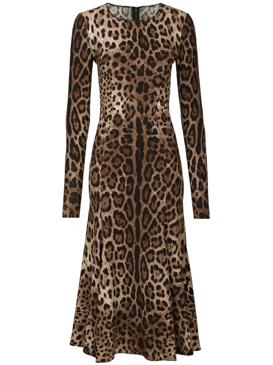 Leopard-Print Midi Dress