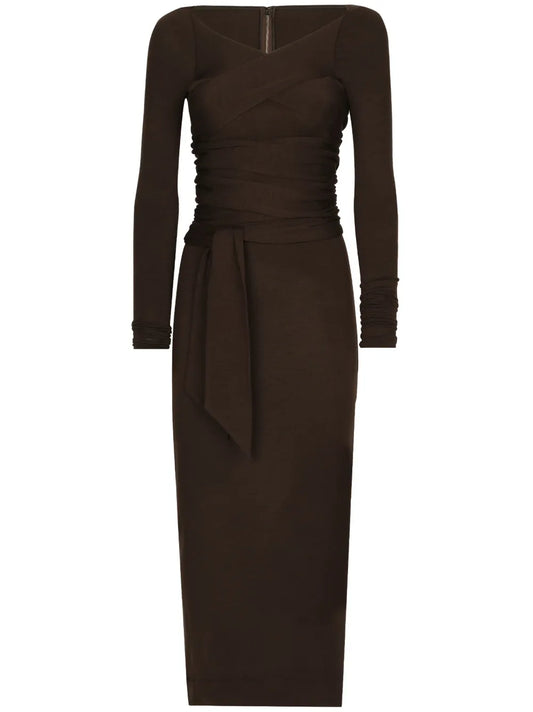 Wraparound Wool Midi Dress