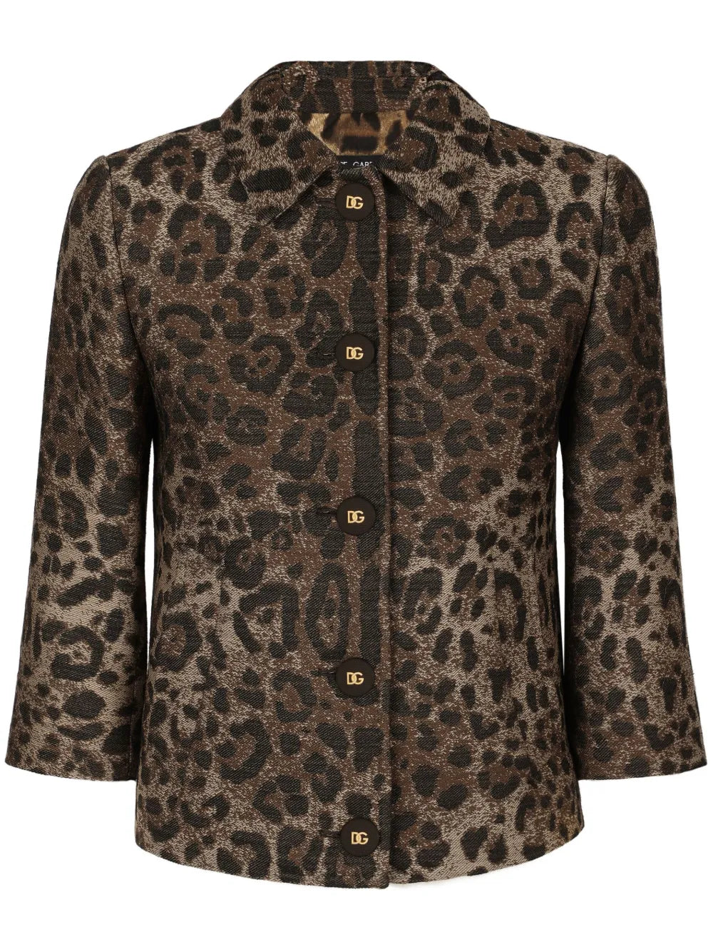 Leopard-Patterned Jacquard Jacket