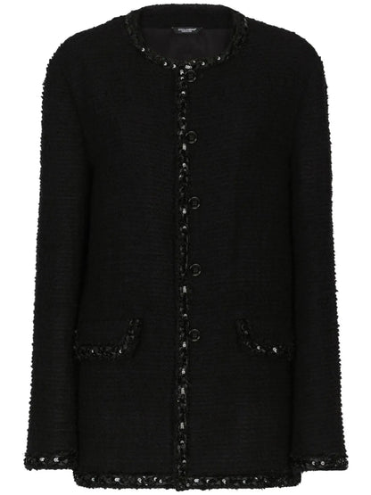 Sequin-Embellished Bouclé Jacket
