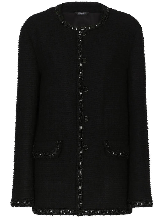 Sequin-Embellished Bouclé Jacket