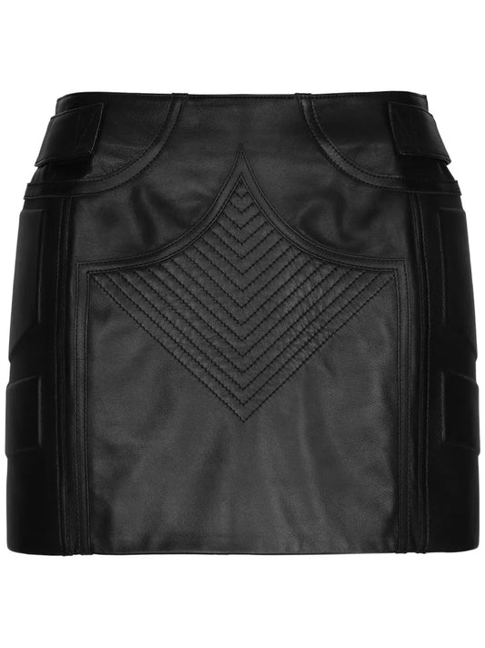 Mid-Rise Nappa Miniskirt