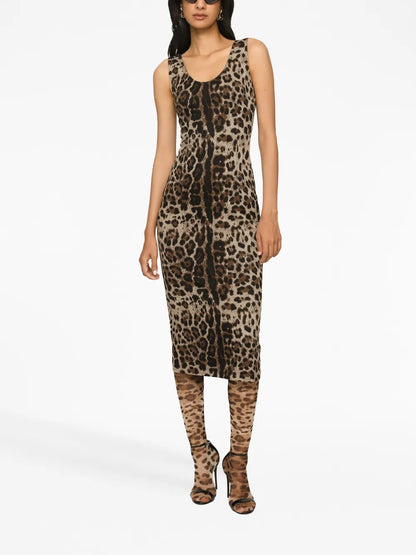 Leopard-Print Sleeveless Dress