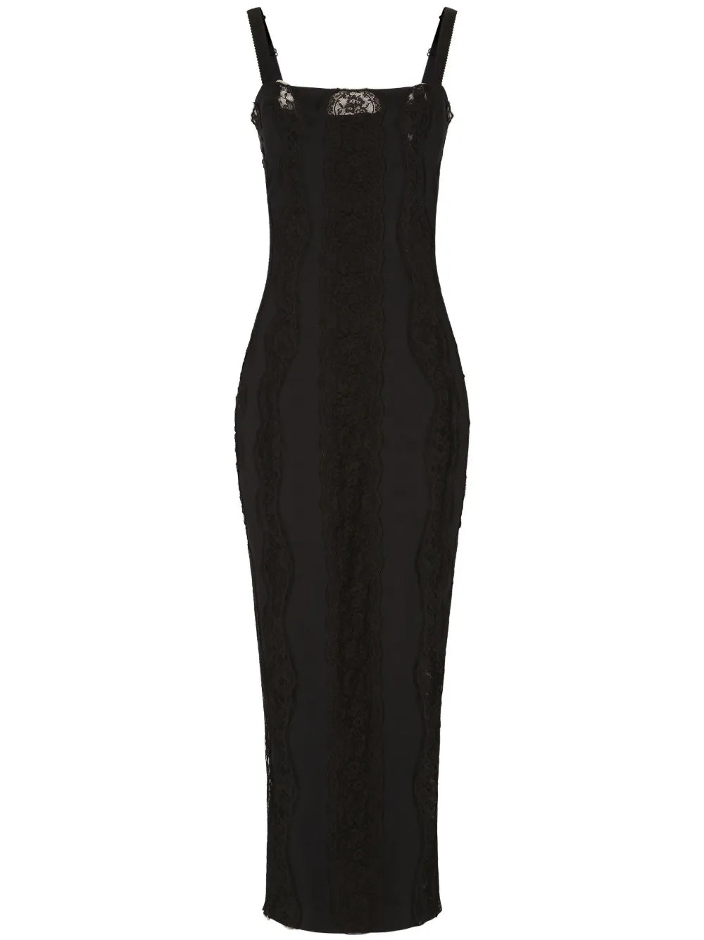 Lace-Embellished Midi Dress