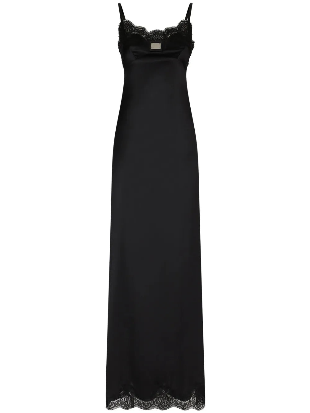 Lace-Trimmed Satin Gown