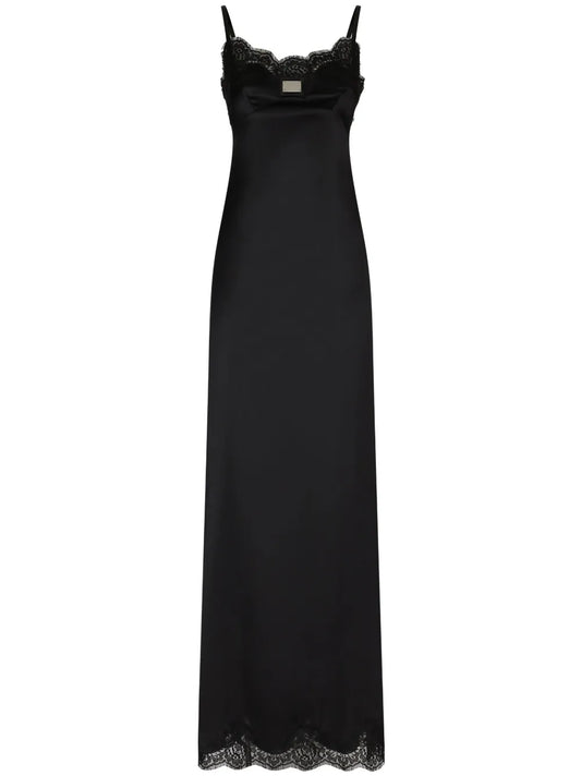 Lace-Trimmed Satin Gown