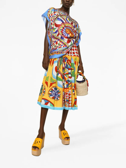Abstract-Print Silk Blouse