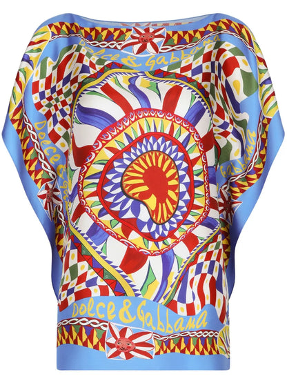 Abstract-Print Silk Blouse