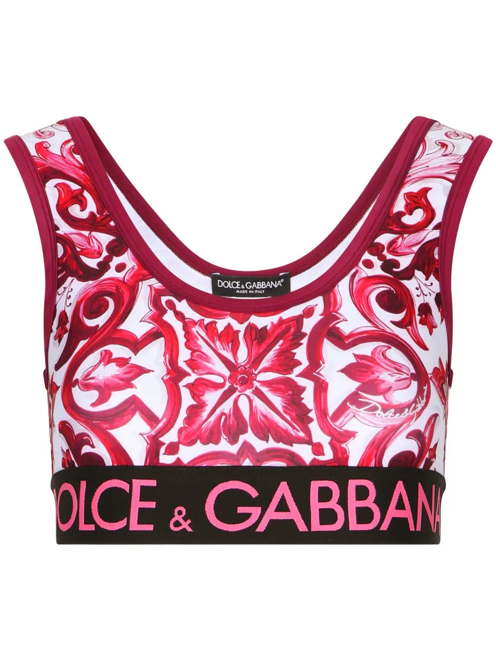 Majolica-Print Cropped Top