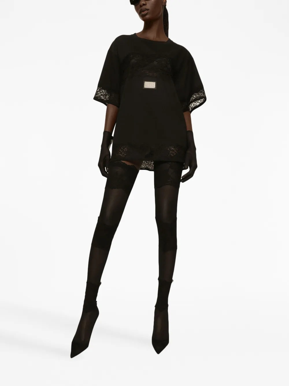 Lace-Embellished Short-Sleeve T-Shirt