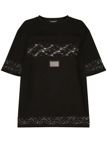 Lace-Embellished Short-Sleeve T-Shirt