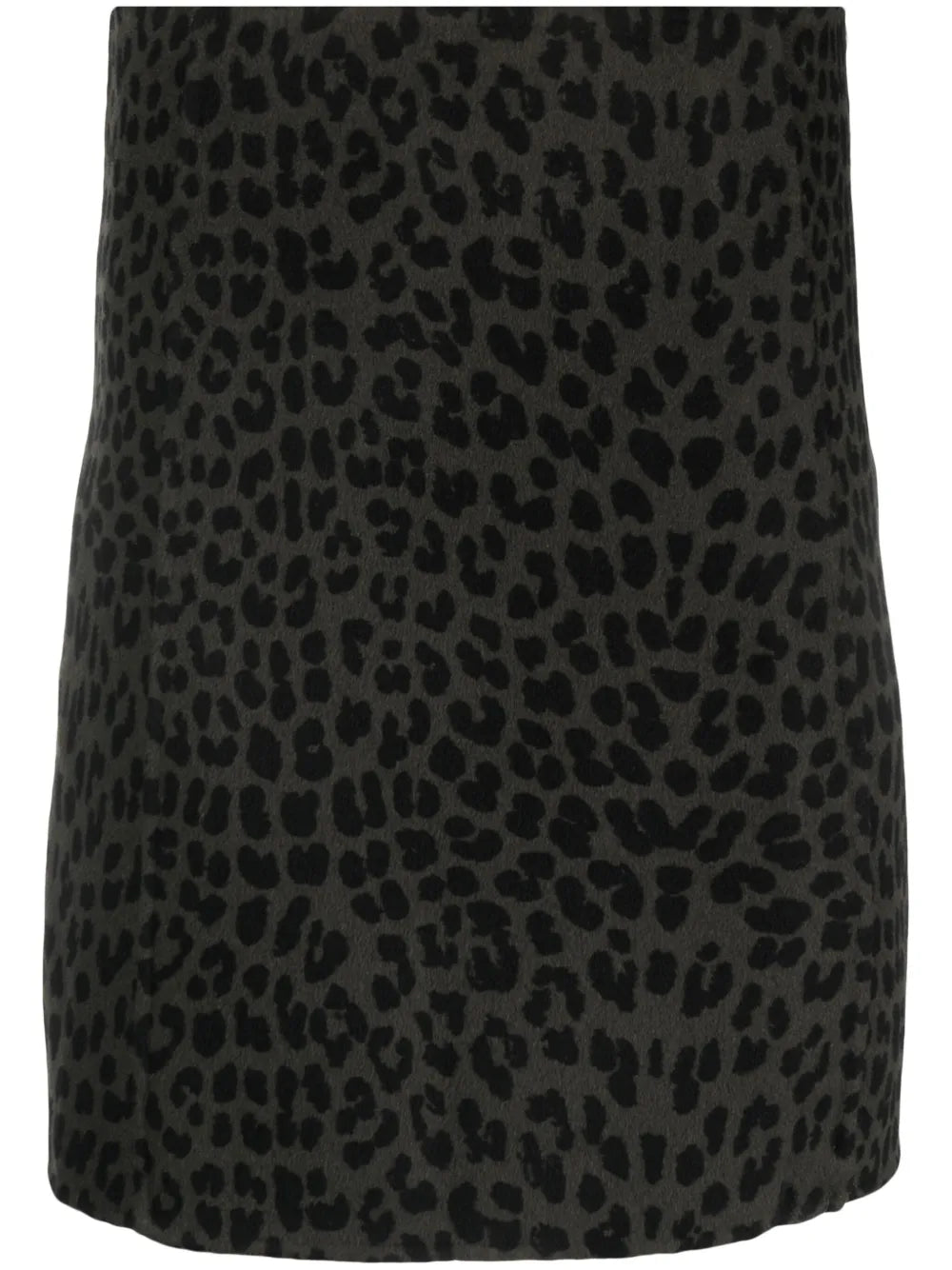 Leopard-Print A-Line Wool Skirt