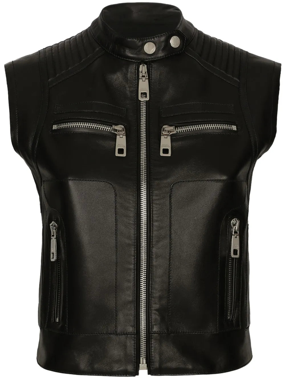 Logo-Plaque Leather Waistcoat