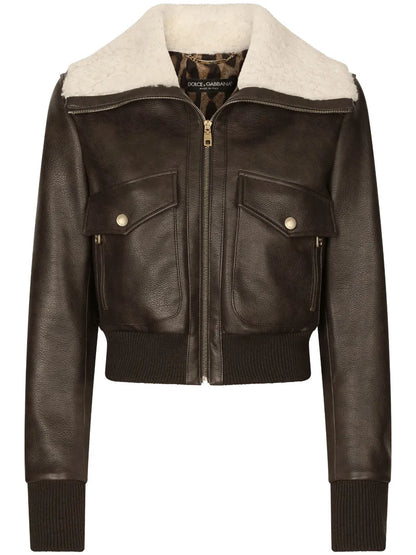 Shearling-Collar Bomber Jacket