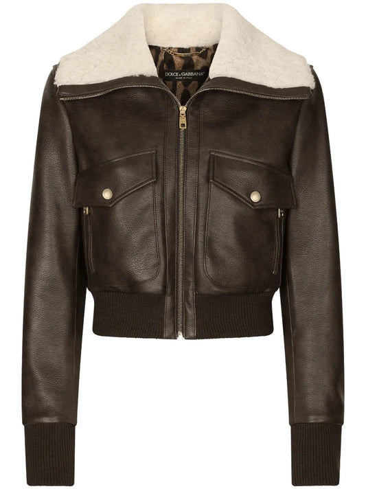 Shearling-Collar Bomber Jacket