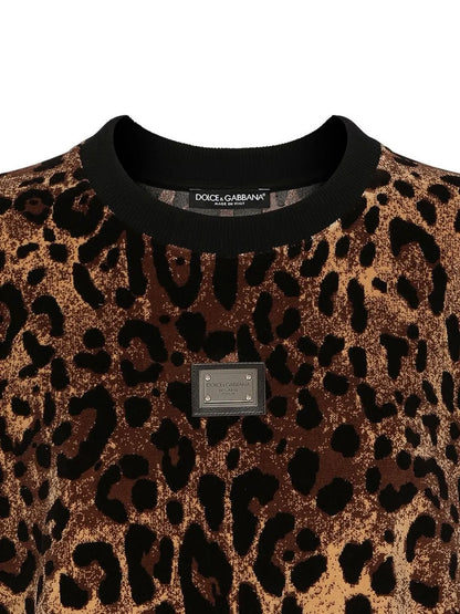 Leopard-Jacquard Chenille Jumper