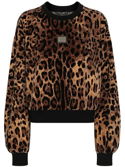 Leopard-Jacquard Chenille Jumper
