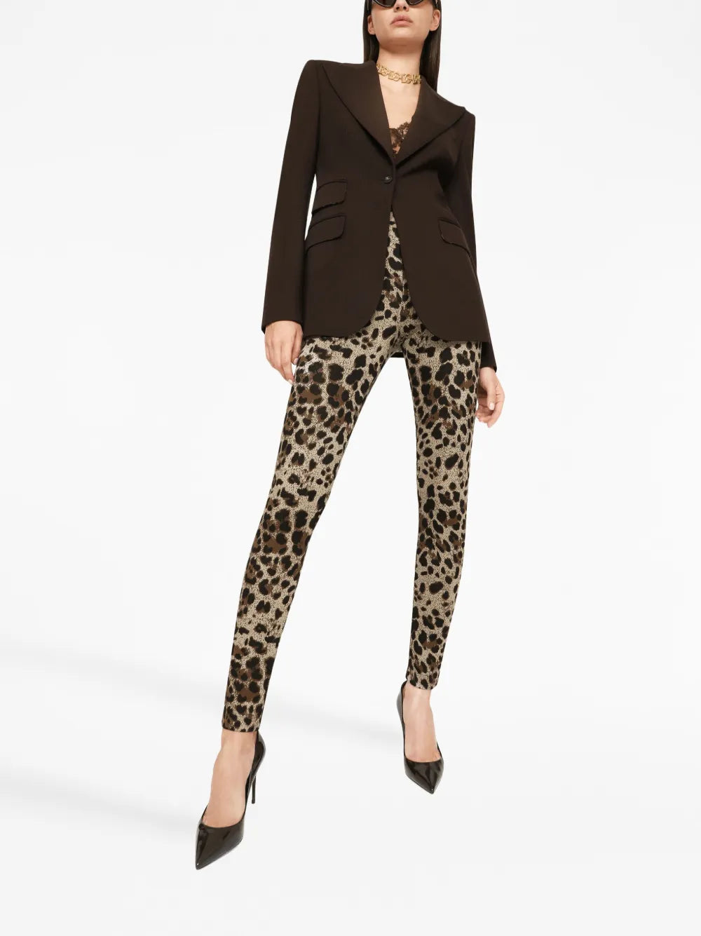 Logo-Waistband Leopard-Print Leggings