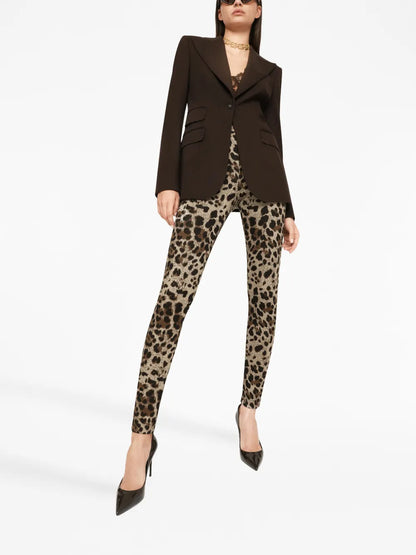 Logo-Waistband Leopard-Print Leggings