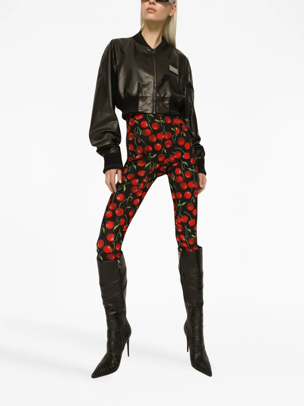 High-Waisted Cherry-Print Leggings
