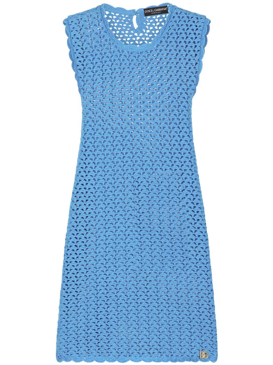 Sleeveless Crochet-Knit Minidress