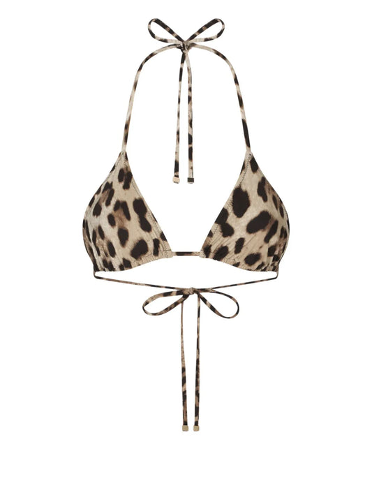 Leopard-Print Triangle-Cup Bikini Top