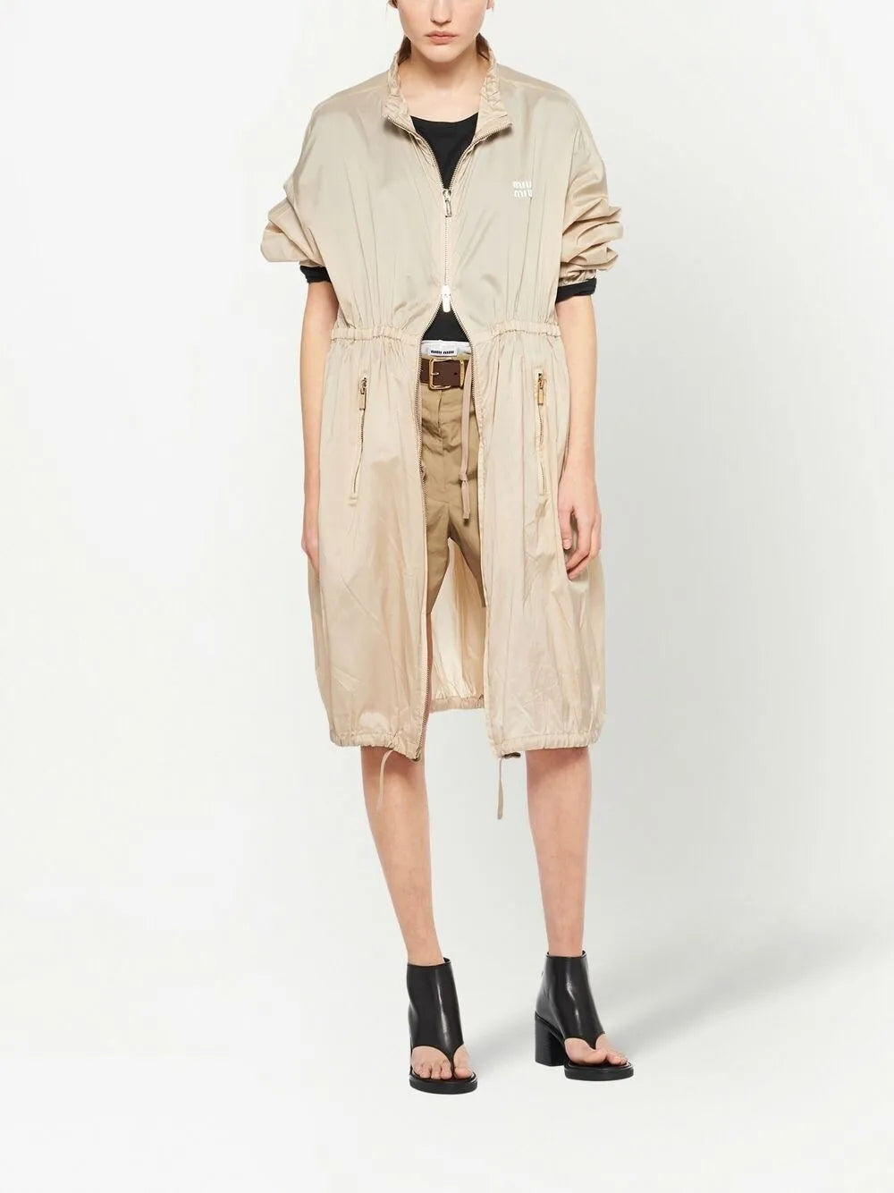 Zip-Up Silk Long Coat