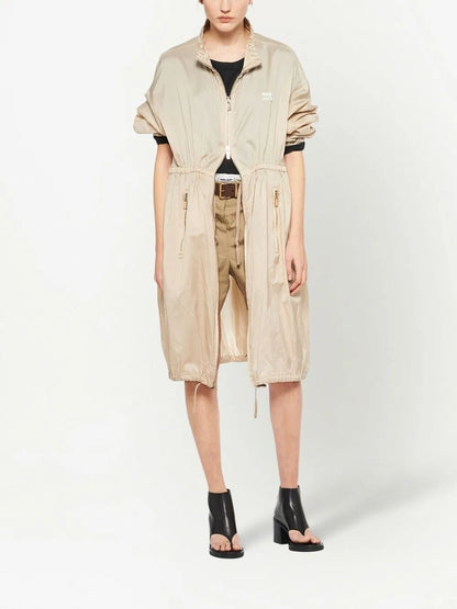 Zip-Up Silk Long Coat