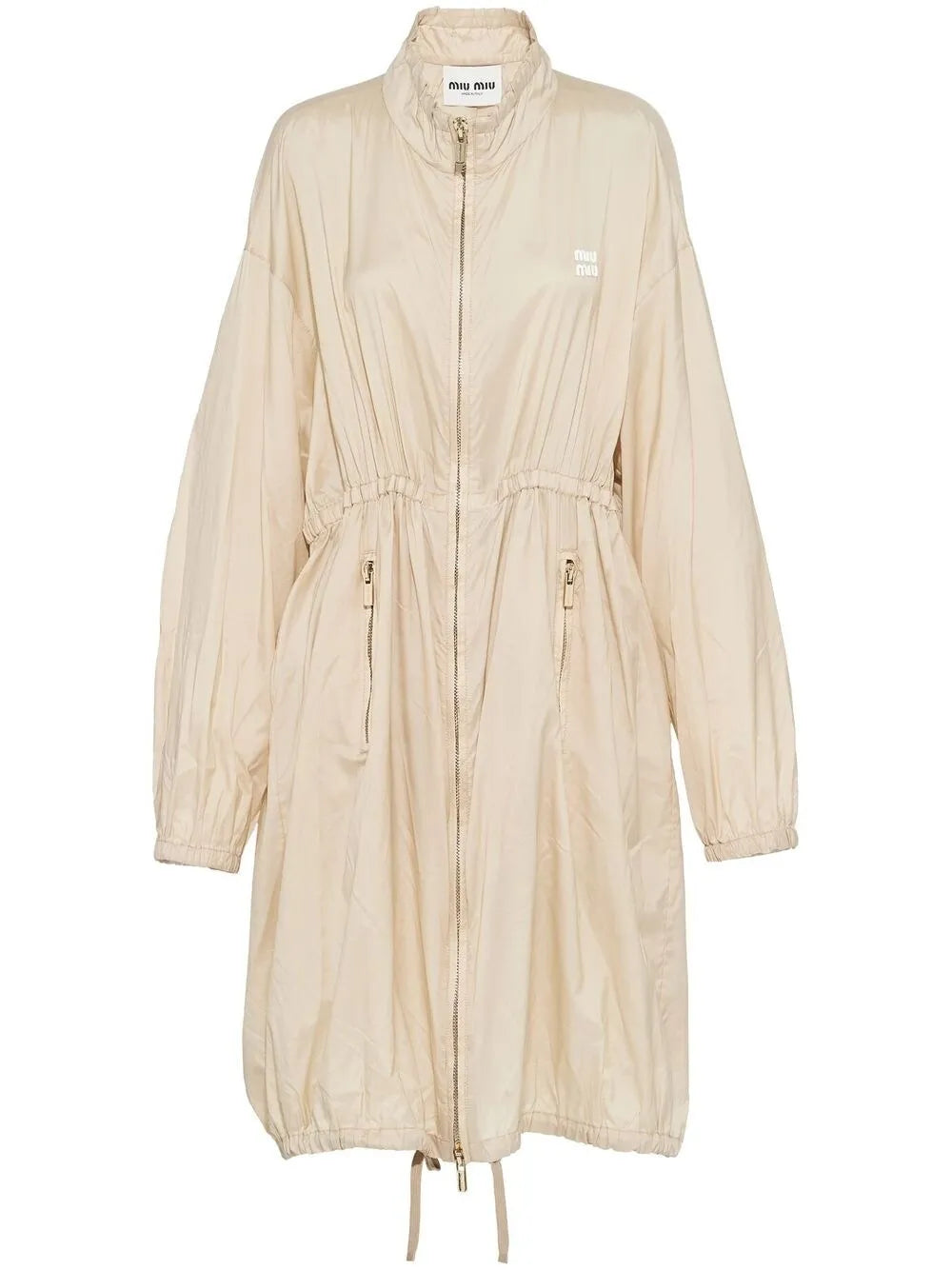 Zip-Up Silk Long Coat