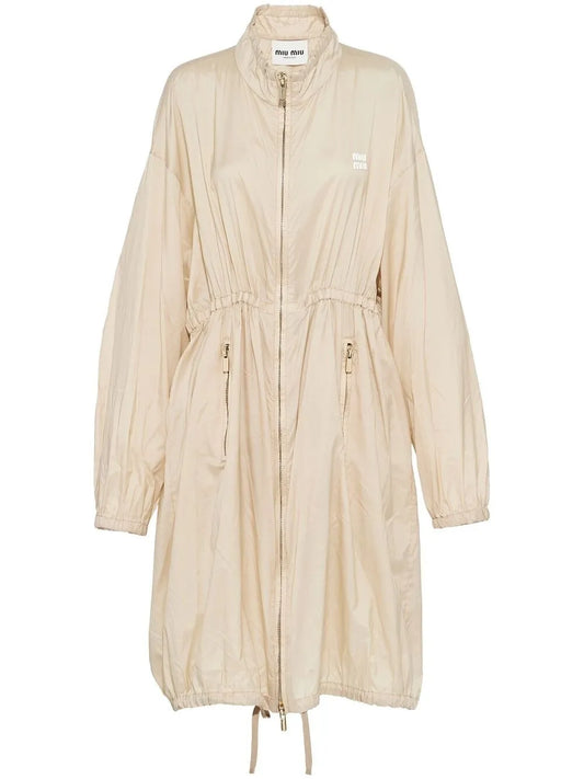 Zip-Up Silk Long Coat