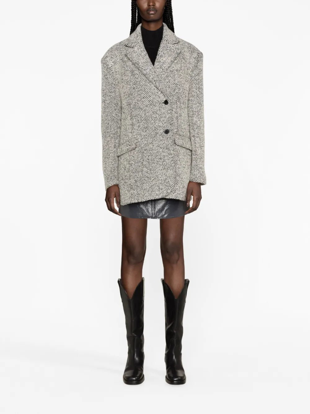 Herringbone Wool-Blend Blazer