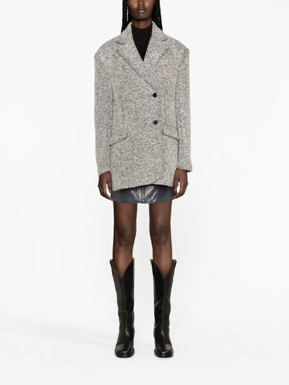 Herringbone Wool-Blend Blazer