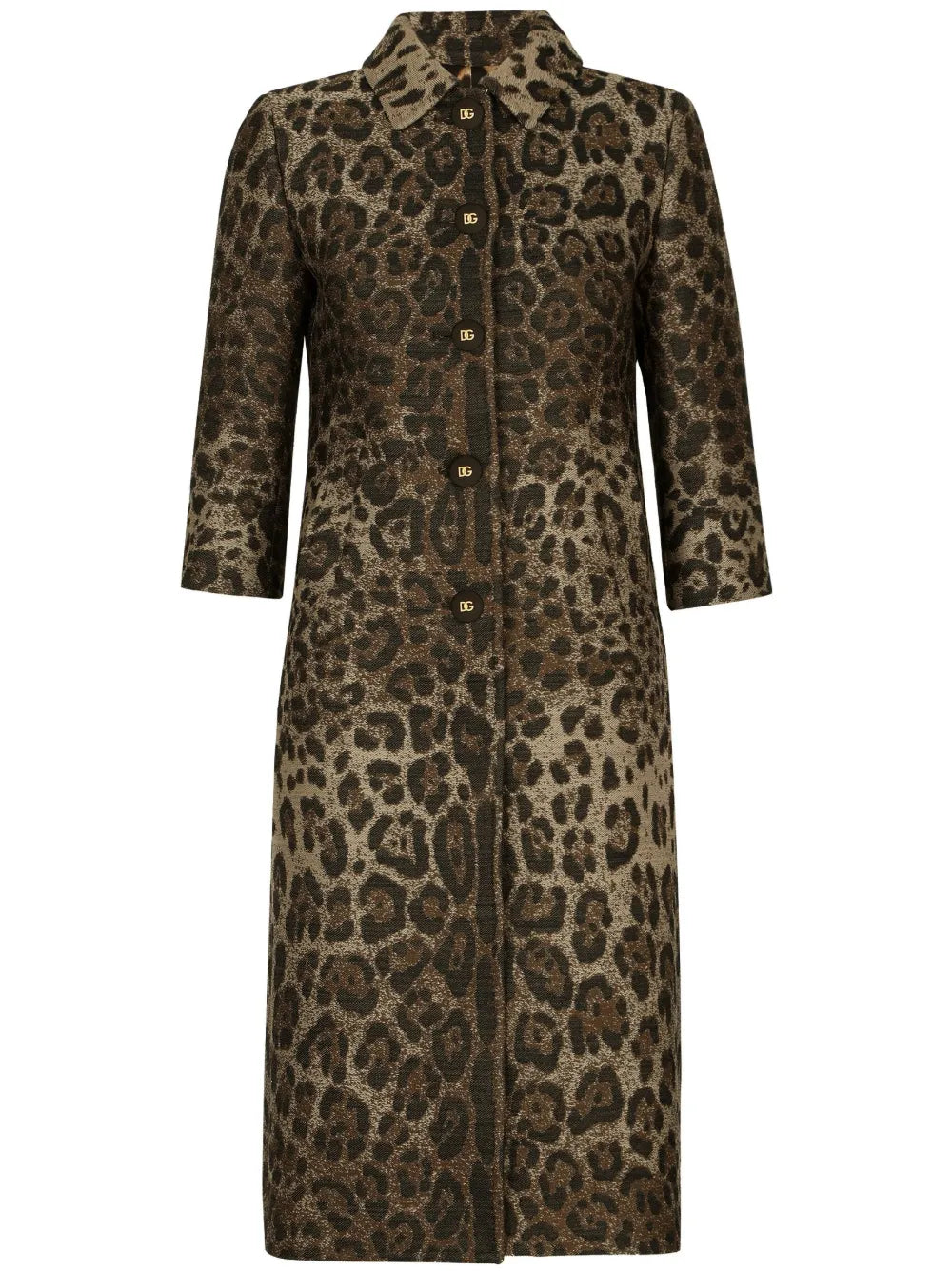 Leopard-Print Single-Breasted Coat