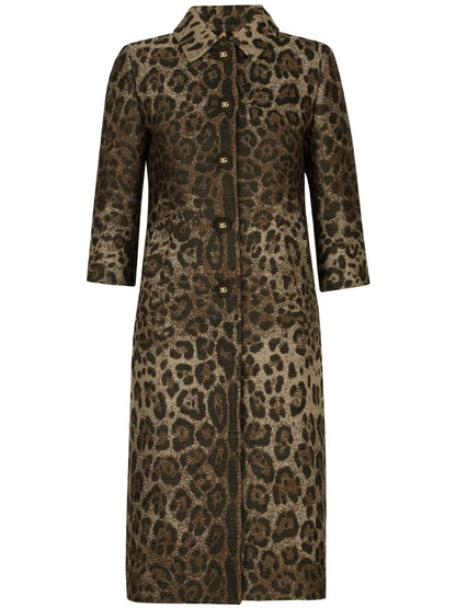 Leopard-Print Single-Breasted Coat