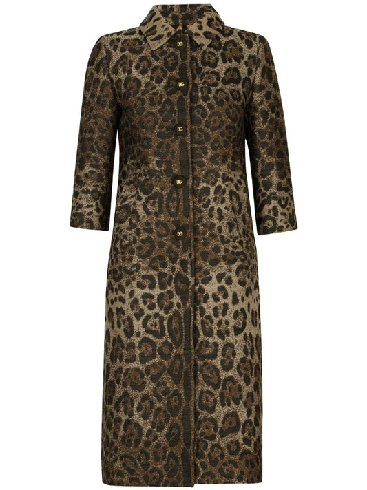 Leopard-Print Single-Breasted Coat