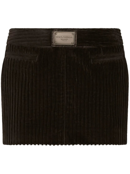Ribbed Velvet Mini Skirt