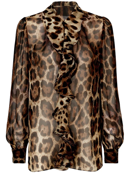 Leopard-Print Silk Blouse