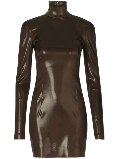 Long-Sleeve High-Shine Dress