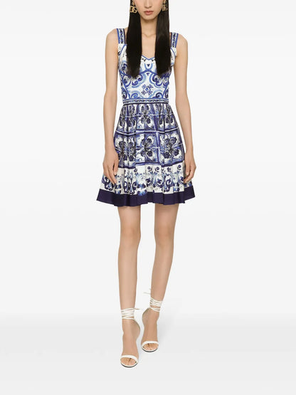 Majolica-Print Bustier Minidress