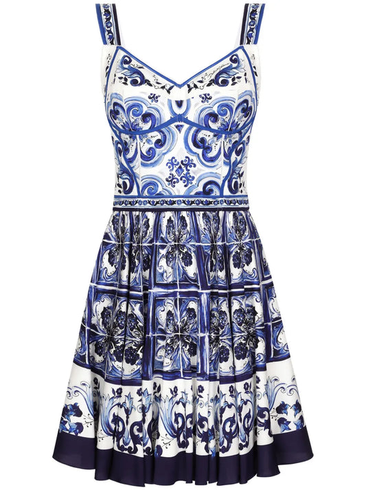 Majolica-Print Bustier Minidress