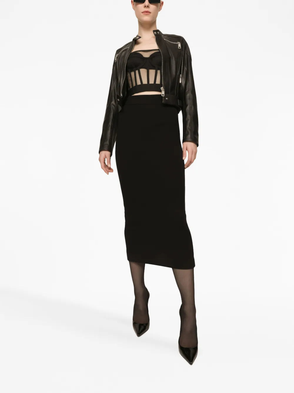 Boned-Bodice Cropped Tank Top