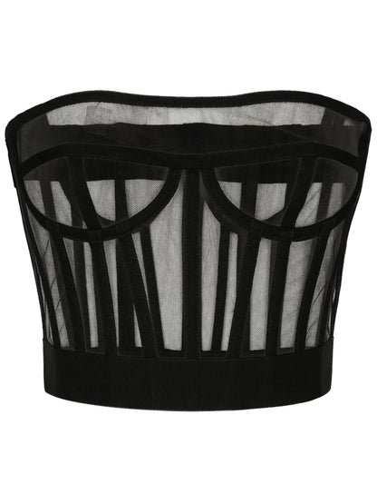 Boned-Bodice Cropped Tank Top