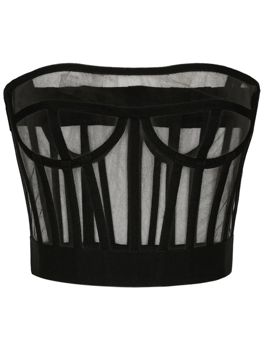 Boned-Bodice Cropped Tank Top