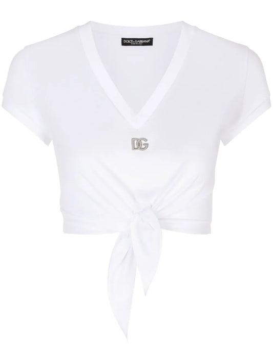 Logo-Embroidered Tie-Waist T-Shirt