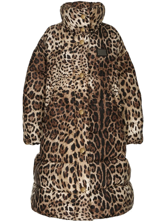 Leopard-Print Oversize Padded Coat