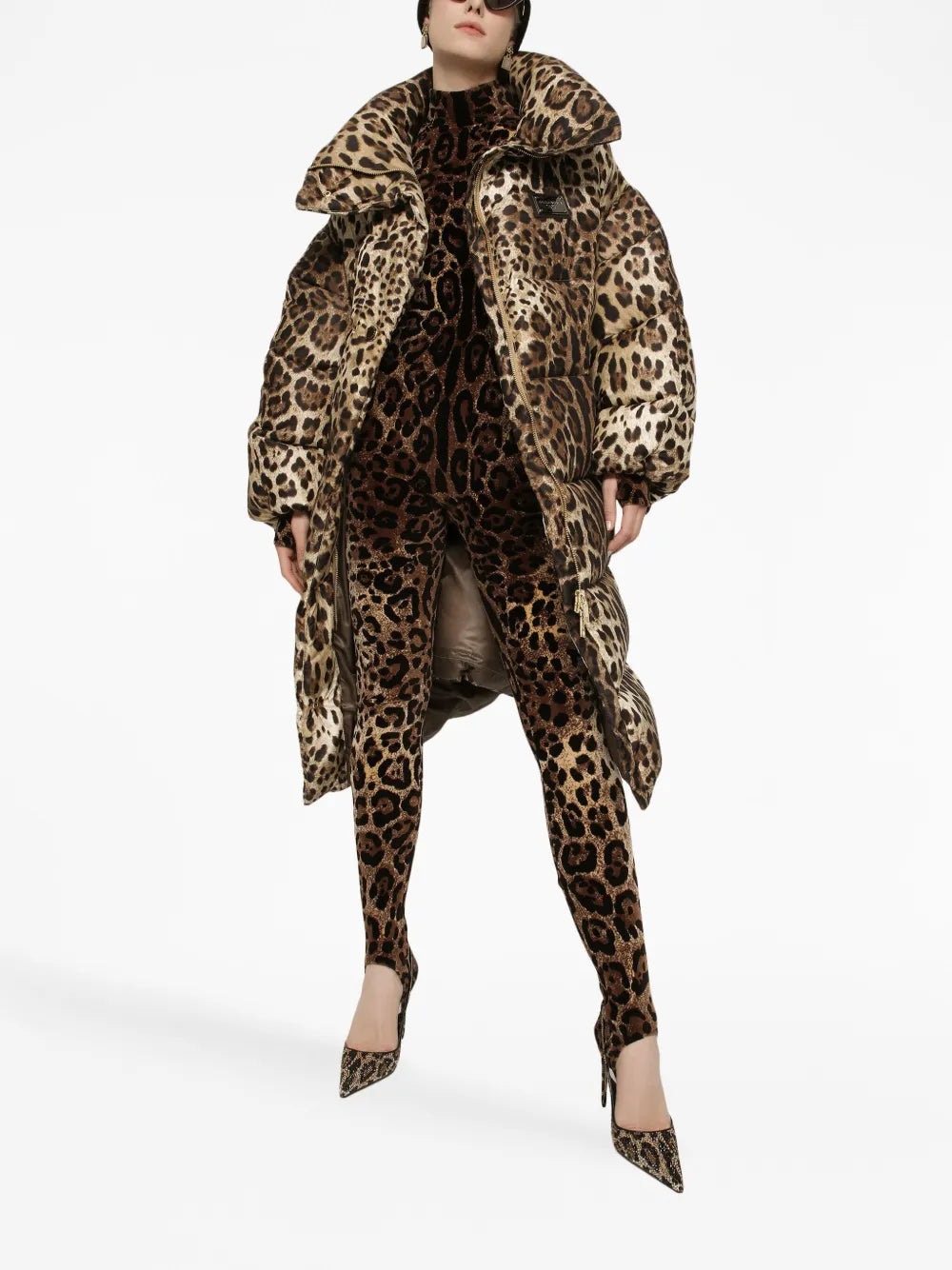 Leopard-Print Oversize Padded Coat