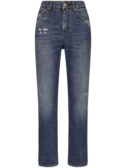 Logo-Plaque Straight-Leg Jeans