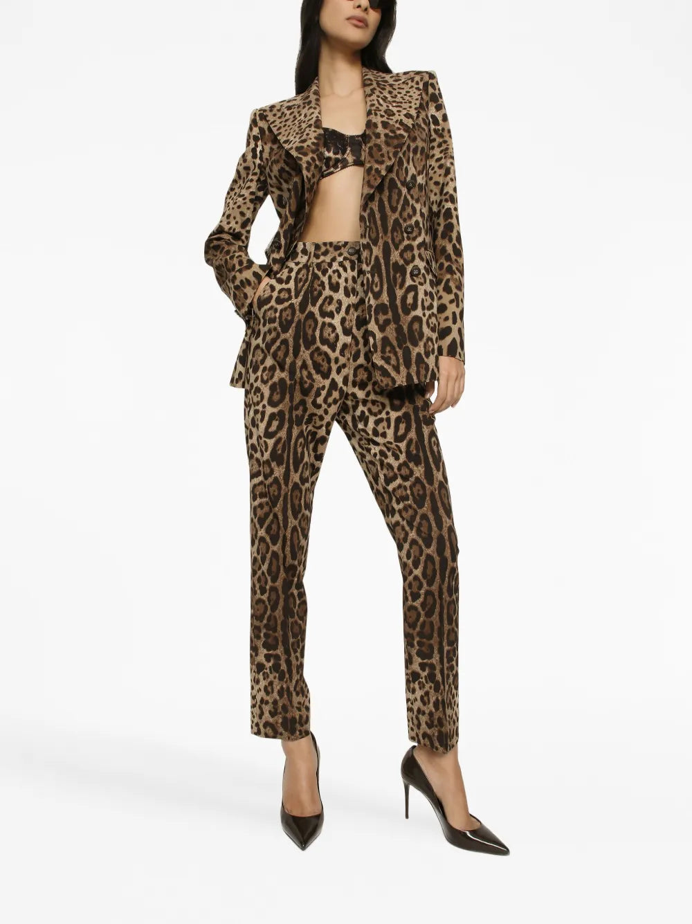 High-Waisted Leopard-Print Trousers